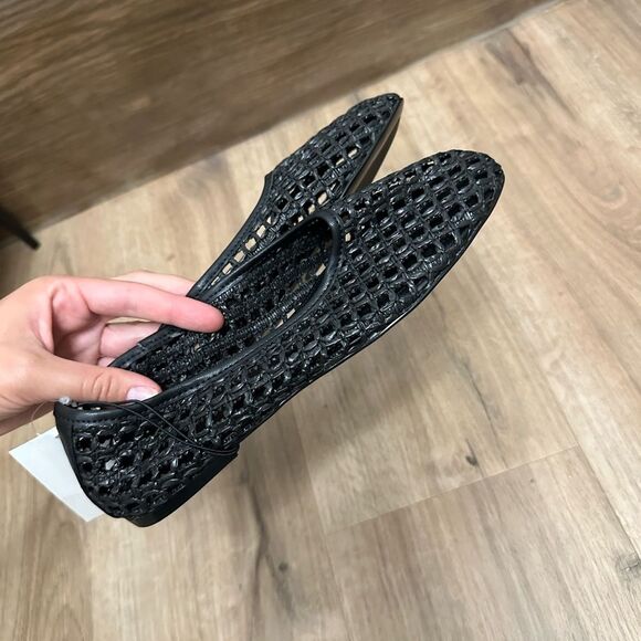 H&M Elegant Black Fishnet Flats Shoes Sz 7 - Picture 2 of 4